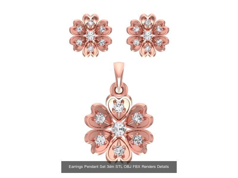 140 Earrings Pendant Set 3dm STL OBJ FBX Details Collection _146