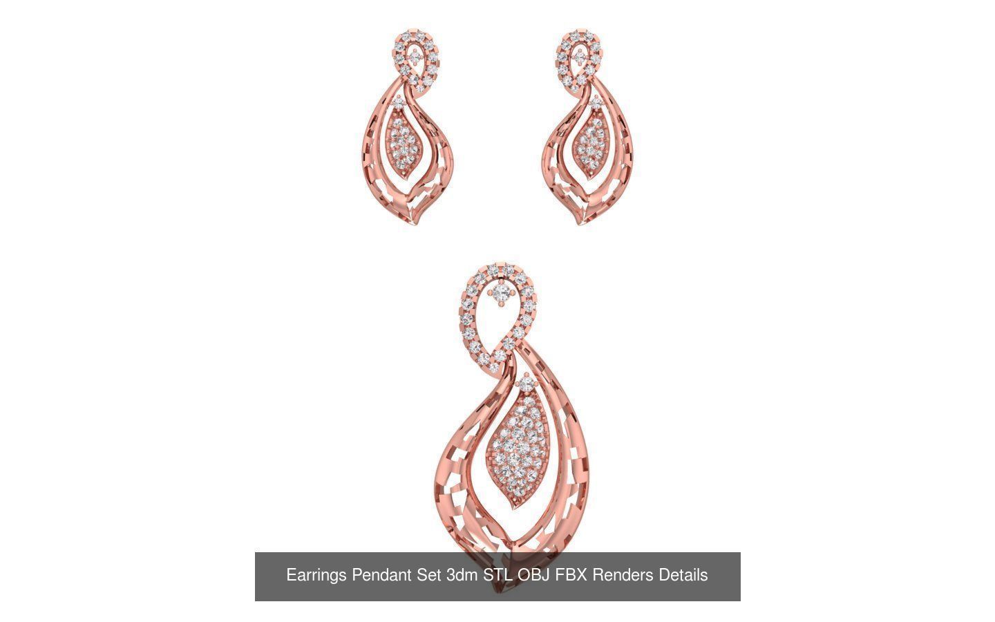 140 Earrings Pendant Set 3dm STL OBJ FBX Details Collection _49