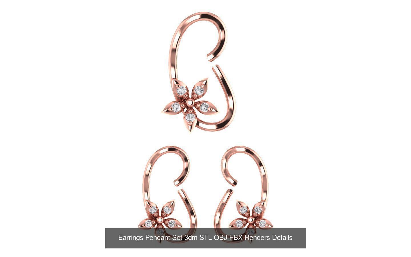 140 Earrings Pendant Set 3dm STL OBJ FBX Details Collection _136