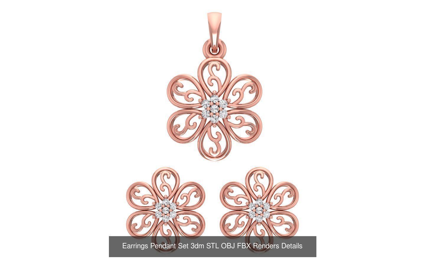 140 Earrings Pendant Set 3dm STL OBJ FBX Details Collection _142
