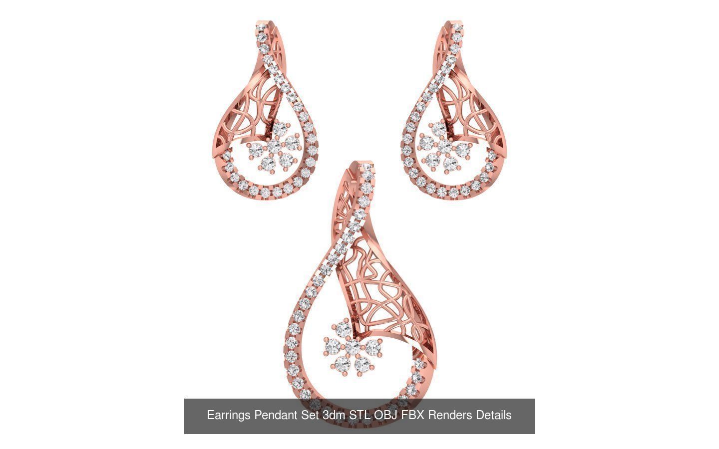 140 Earrings Pendant Set 3dm STL OBJ FBX Details Collection _46