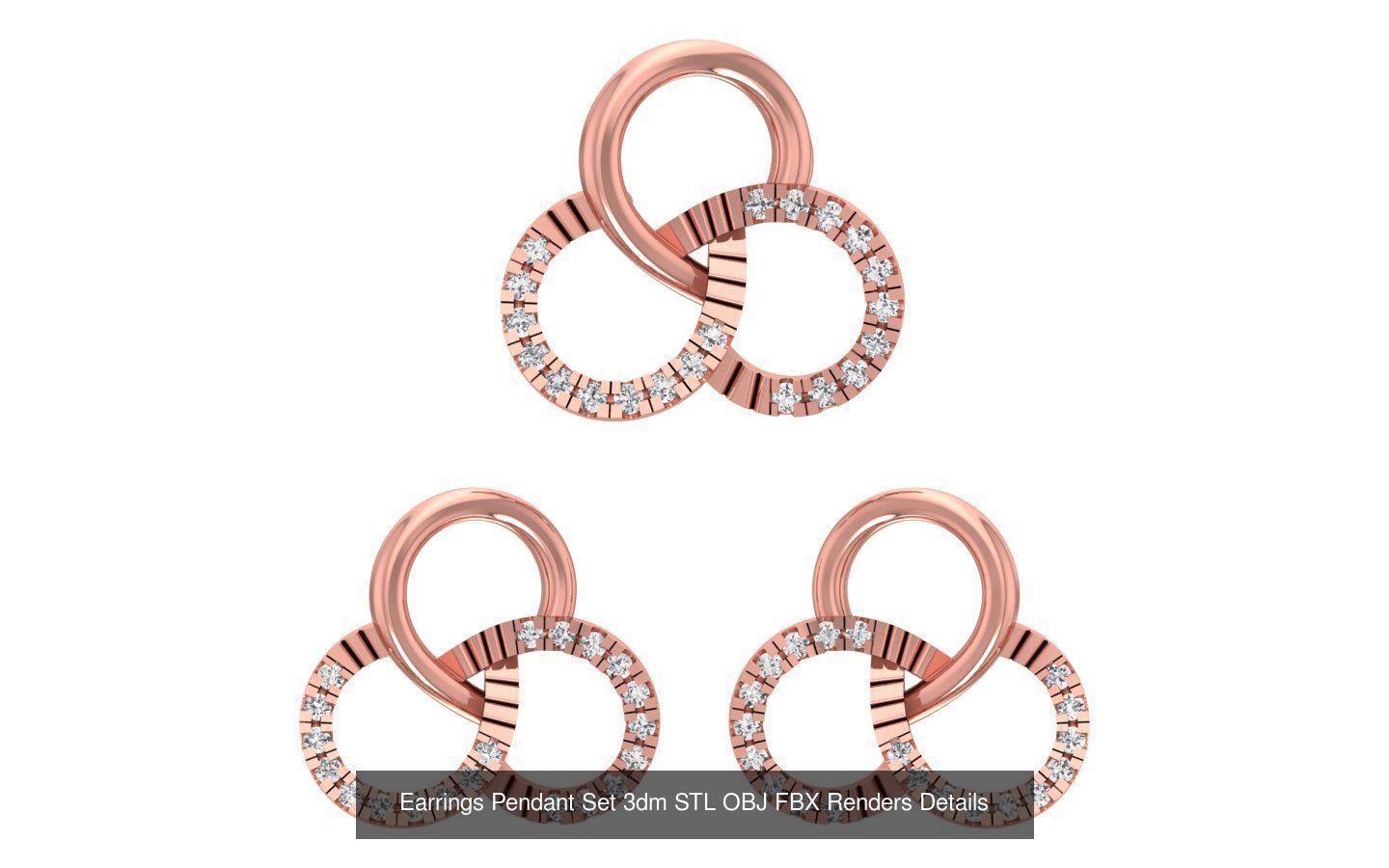 140 Earrings Pendant Set 3dm STL OBJ FBX Details Collection _129