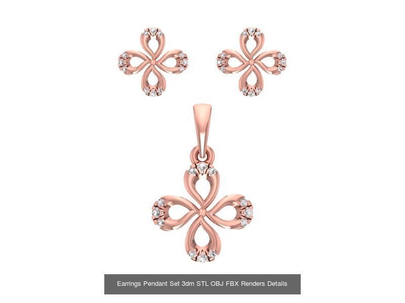 140 Earrings Pendant Set 3dm STL OBJ FBX Details Collection _66
