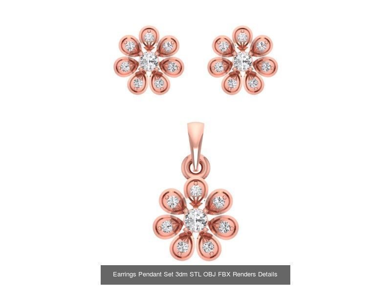 140 Earrings Pendant Set 3dm STL OBJ FBX Details Collection _147