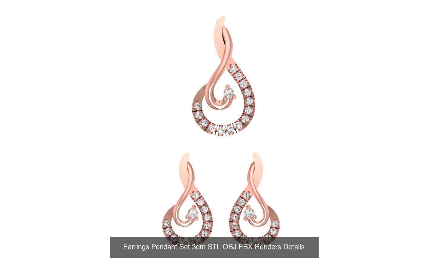 140 Earrings Pendant Set 3dm STL OBJ FBX Details Collection _98