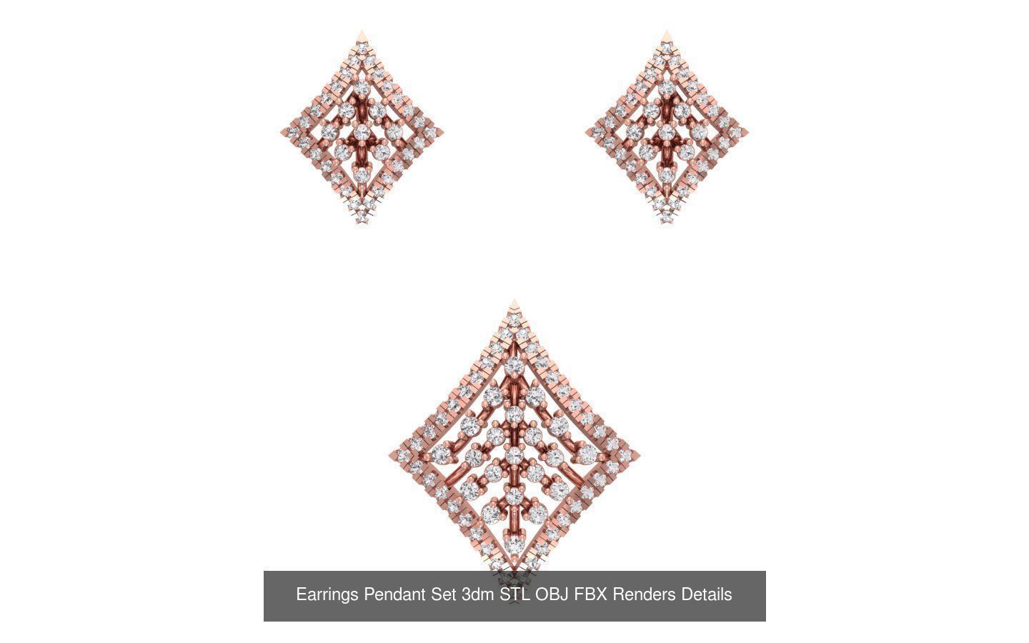140 Earrings Pendant Set 3dm STL OBJ FBX Details Collection _10