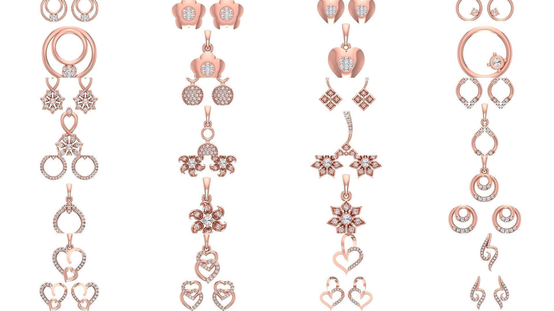 140 Earrings Pendant Set 3dm STL OBJ FBX Details Collection _4