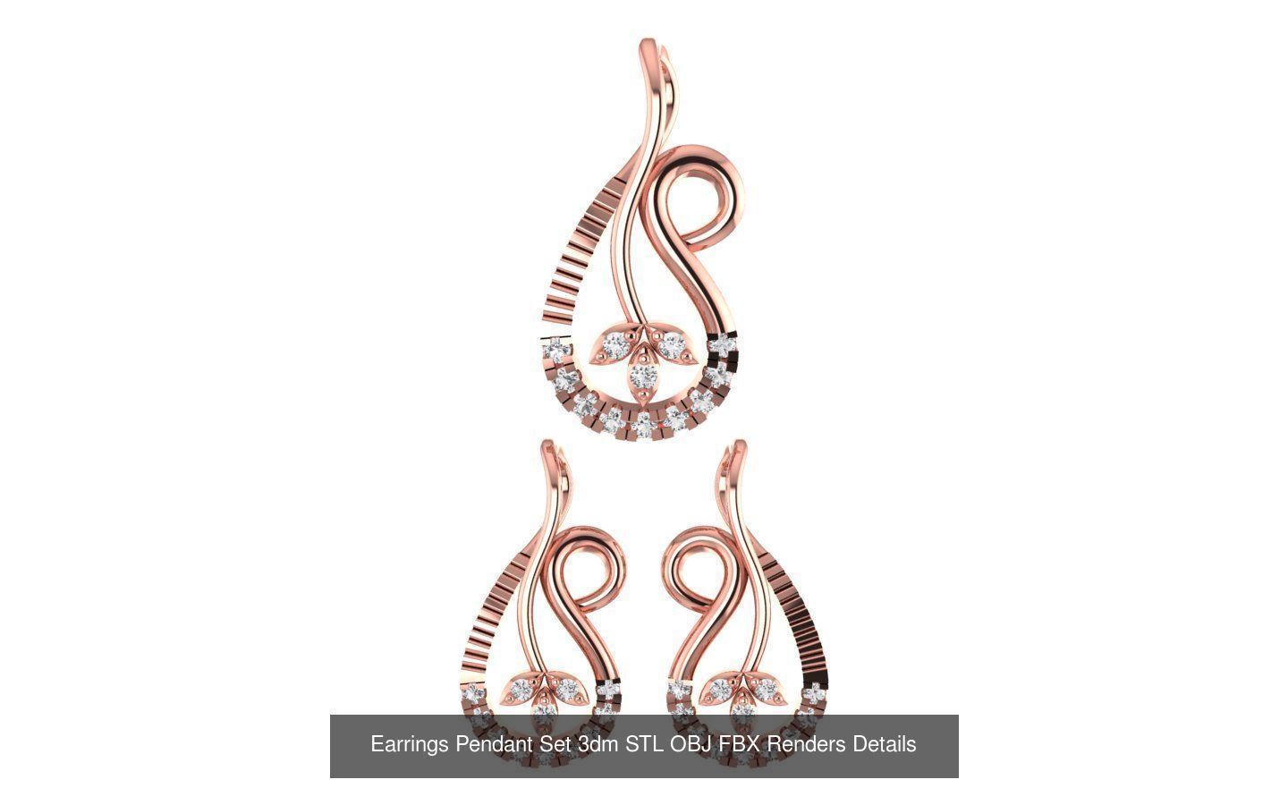 140 Earrings Pendant Set 3dm STL OBJ FBX Details Collection _138