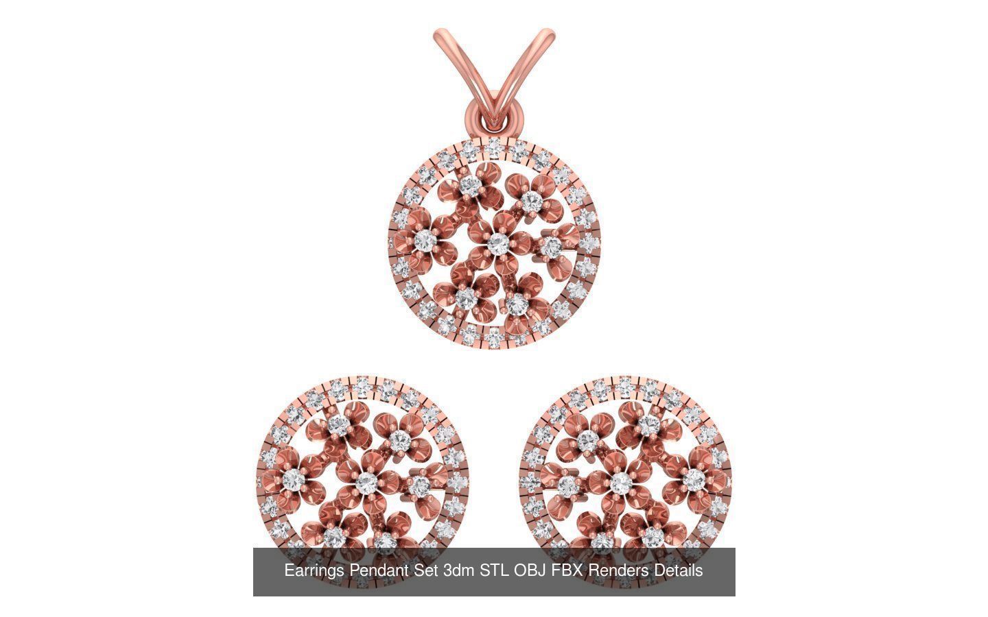 140 Earrings Pendant Set 3dm STL OBJ FBX Details Collection _112