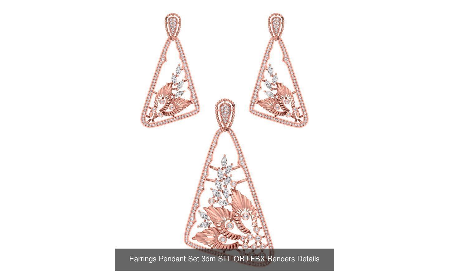 140 Earrings Pendant Set 3dm STL OBJ FBX Details Collection _35