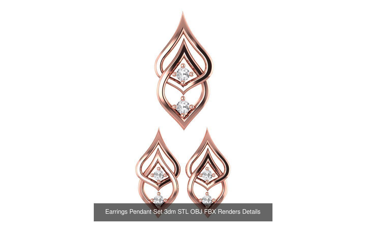140 Earrings Pendant Set 3dm STL OBJ FBX Details Collection _139