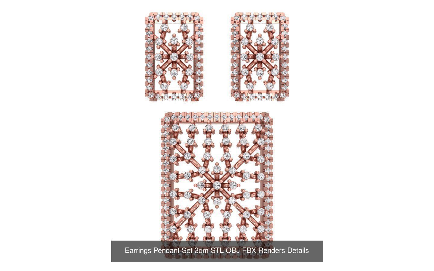 140 Earrings Pendant Set 3dm STL OBJ FBX Details Collection _14