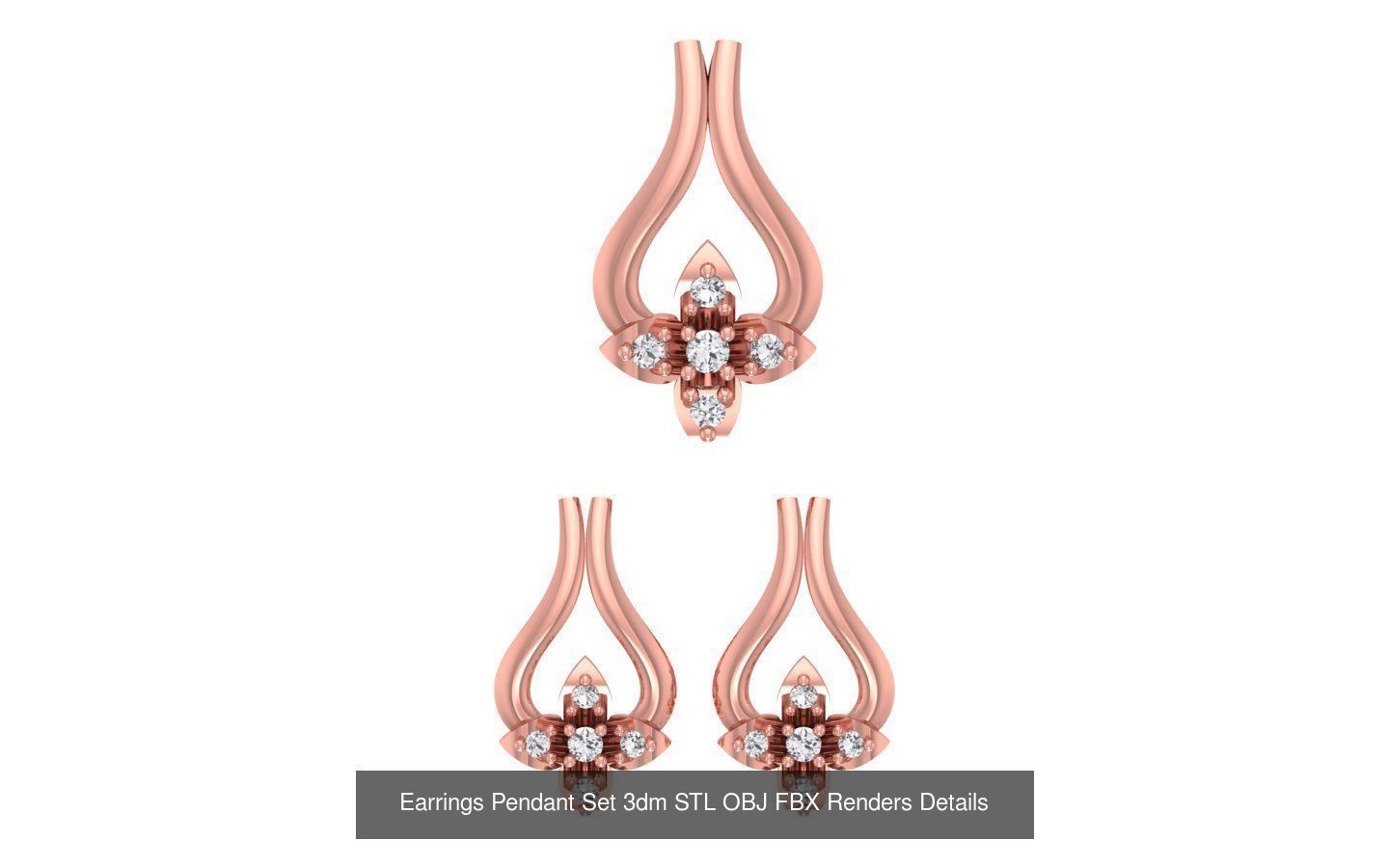 140 Earrings Pendant Set 3dm STL OBJ FBX Details Collection _115