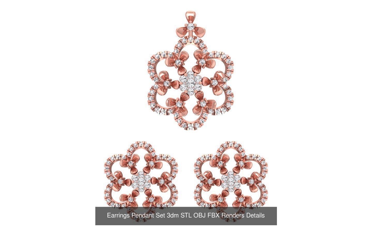 140 Earrings Pendant Set 3dm STL OBJ FBX Details Collection _113