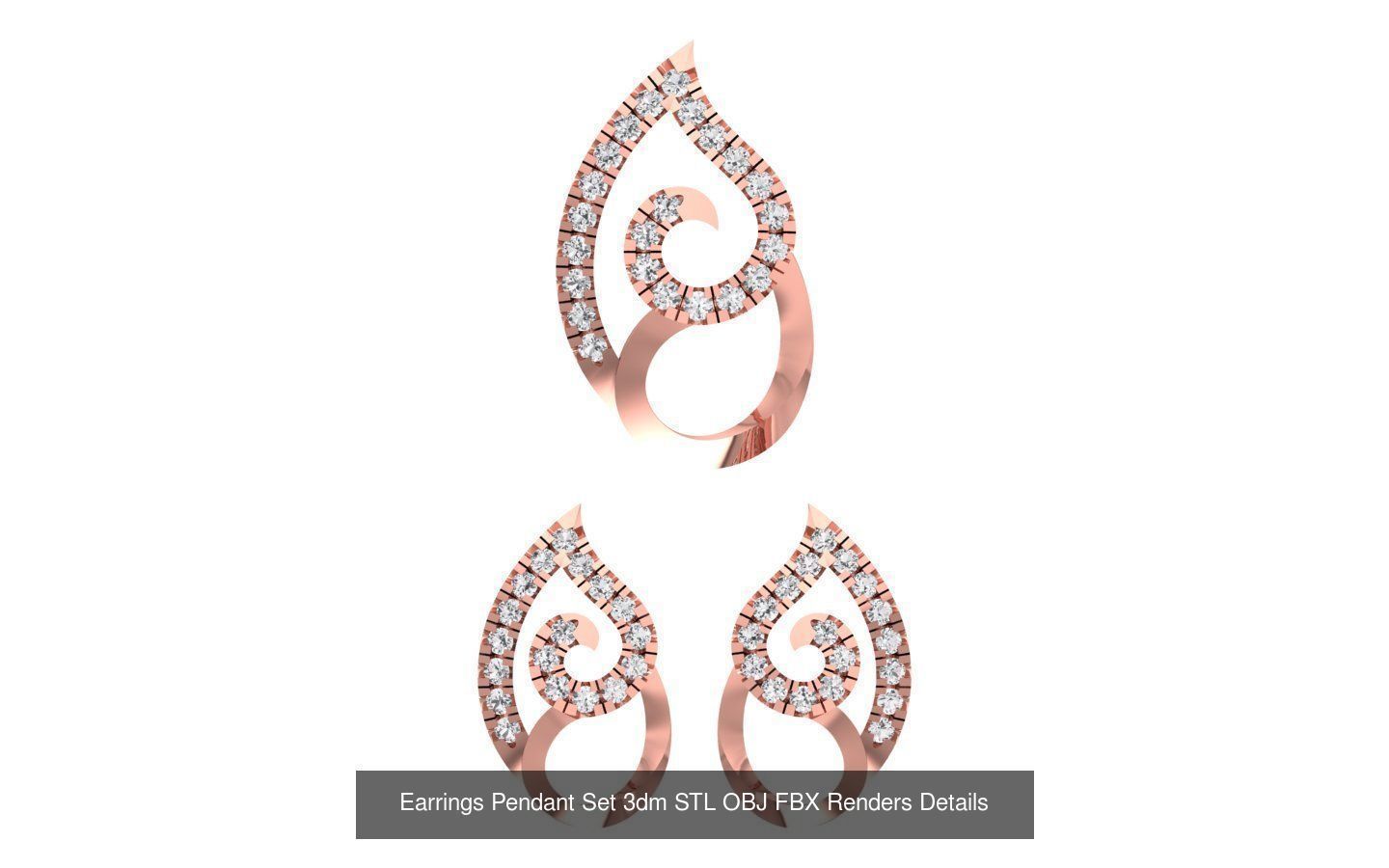 140 Earrings Pendant Set 3dm STL OBJ FBX Details Collection _105