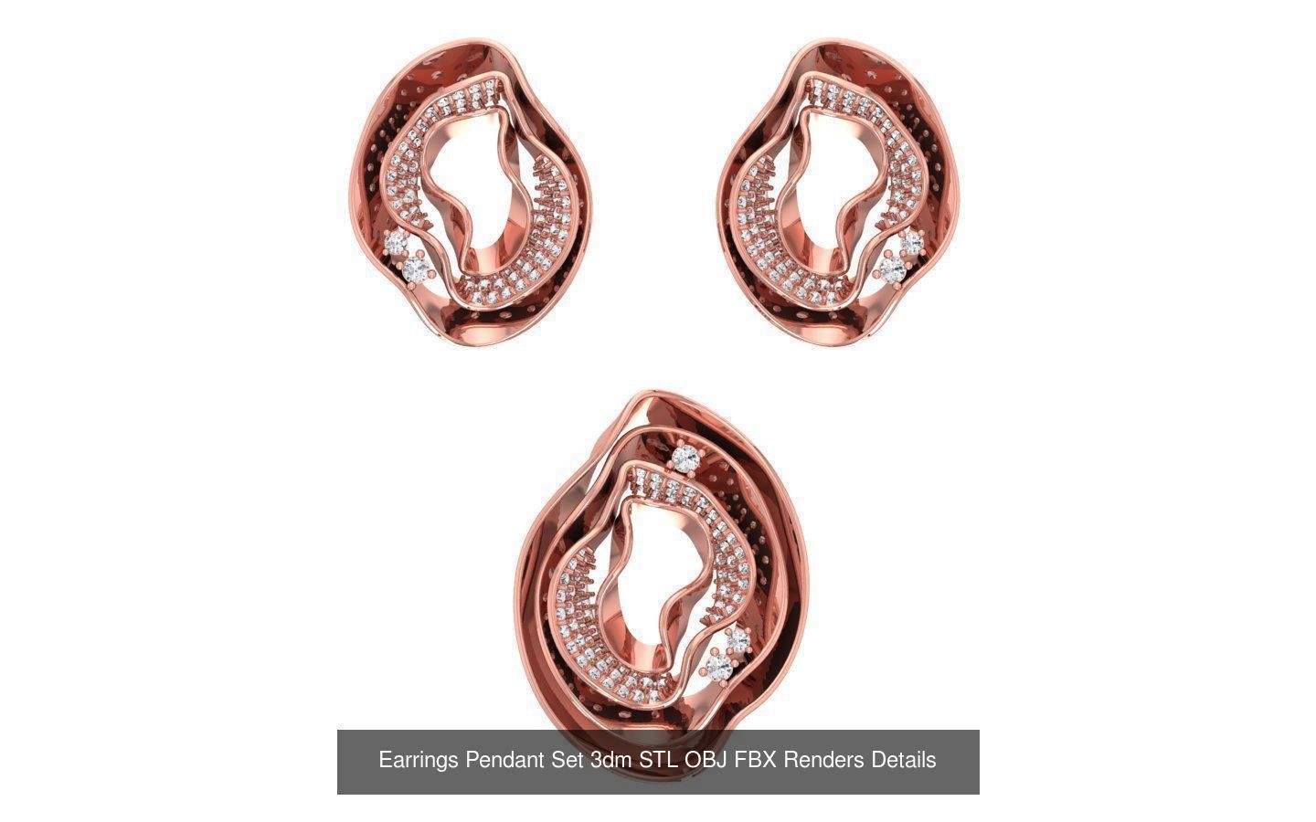 140 Earrings Pendant Set 3dm STL OBJ FBX Details Collection _44