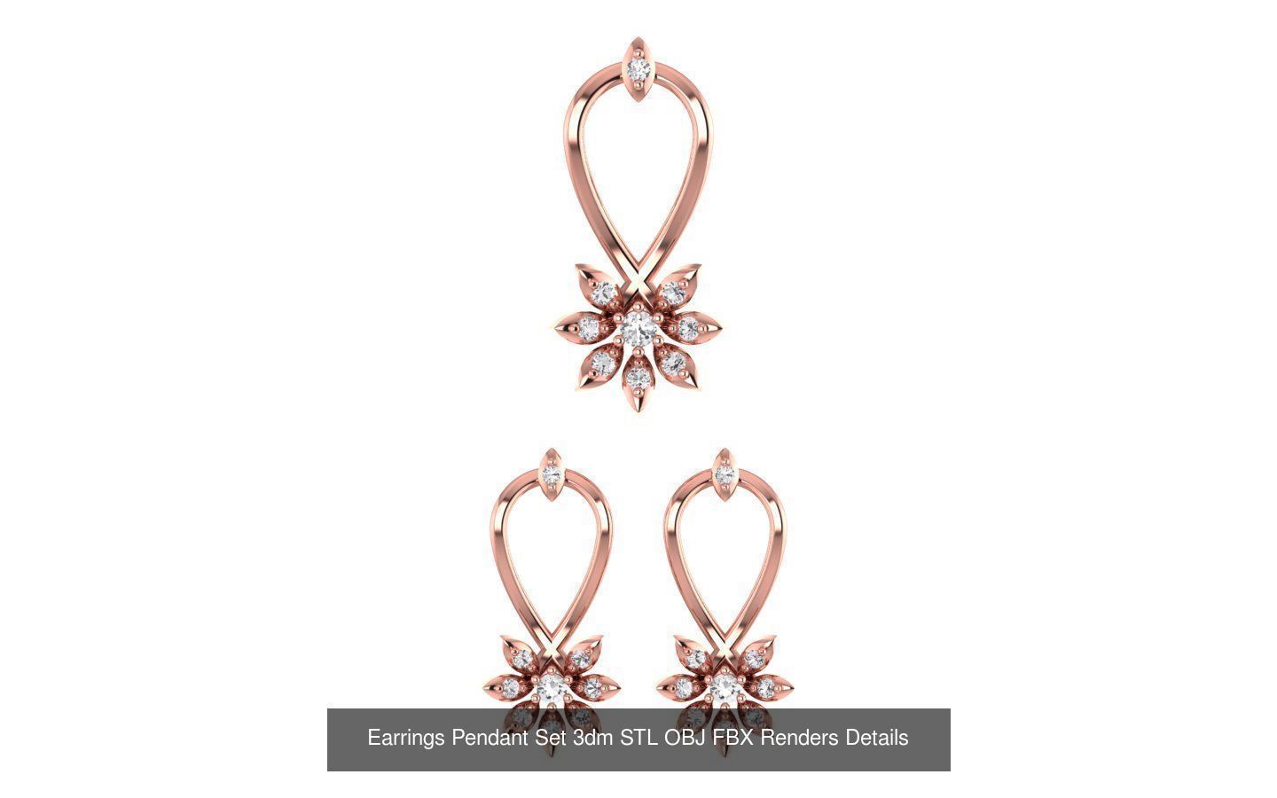 140 Earrings Pendant Set 3dm STL OBJ FBX Details Collection _133