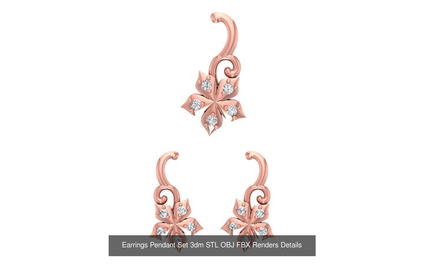 140 Earrings Pendant Set 3dm STL OBJ FBX Details Collection _116