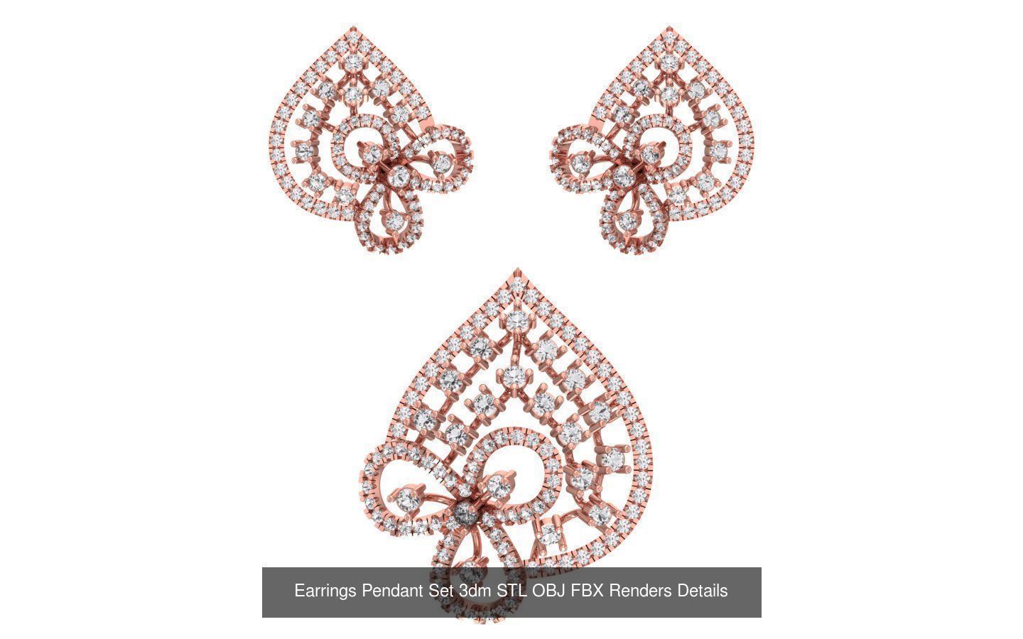 140 Earrings Pendant Set 3dm STL OBJ FBX Details Collection _42