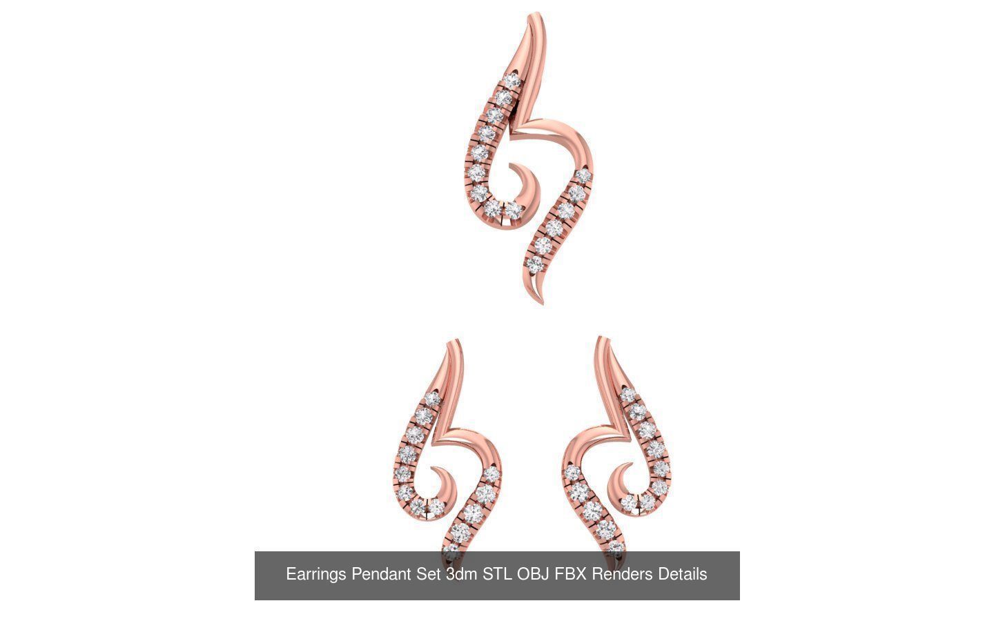 140 Earrings Pendant Set 3dm STL OBJ FBX Details Collection _88