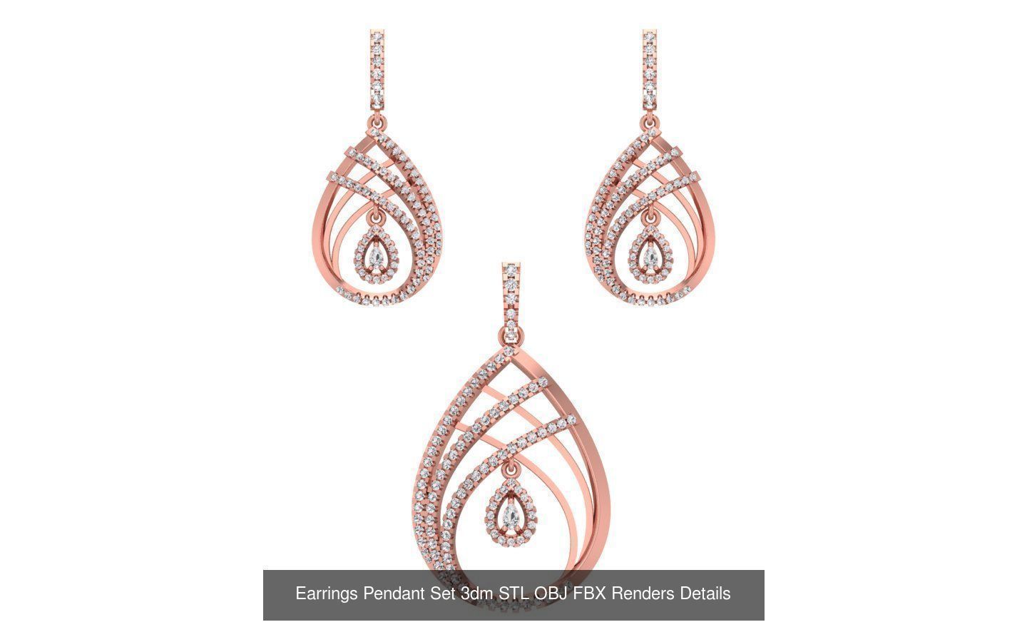140 Earrings Pendant Set 3dm STL OBJ FBX Details Collection _29
