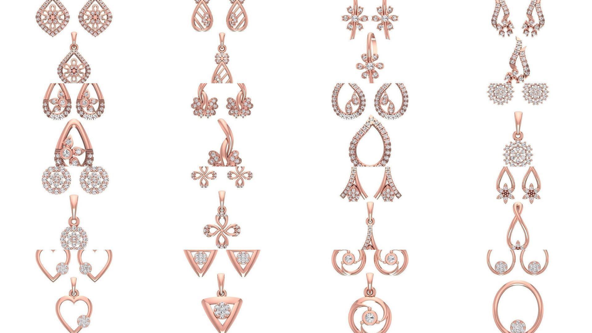 140 Earrings Pendant Set 3dm STL OBJ FBX Details Collection _3