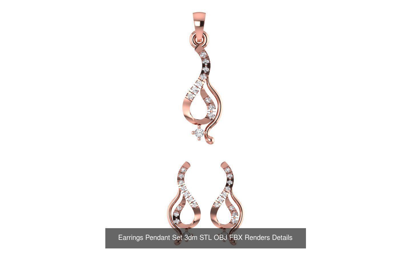 140 Earrings Pendant Set 3dm STL OBJ FBX Details Collection _132