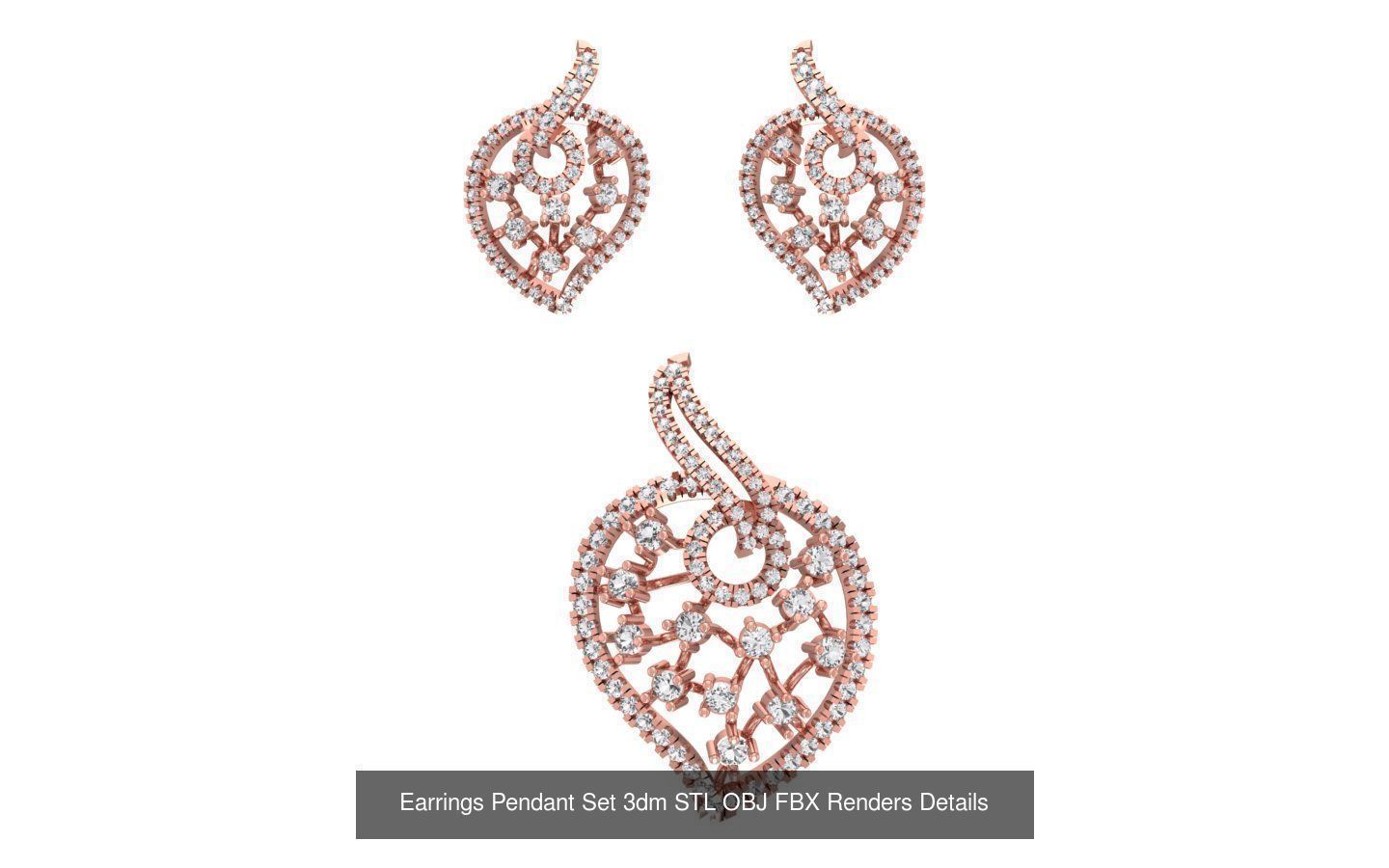 140 Earrings Pendant Set 3dm STL OBJ FBX Details Collection _34