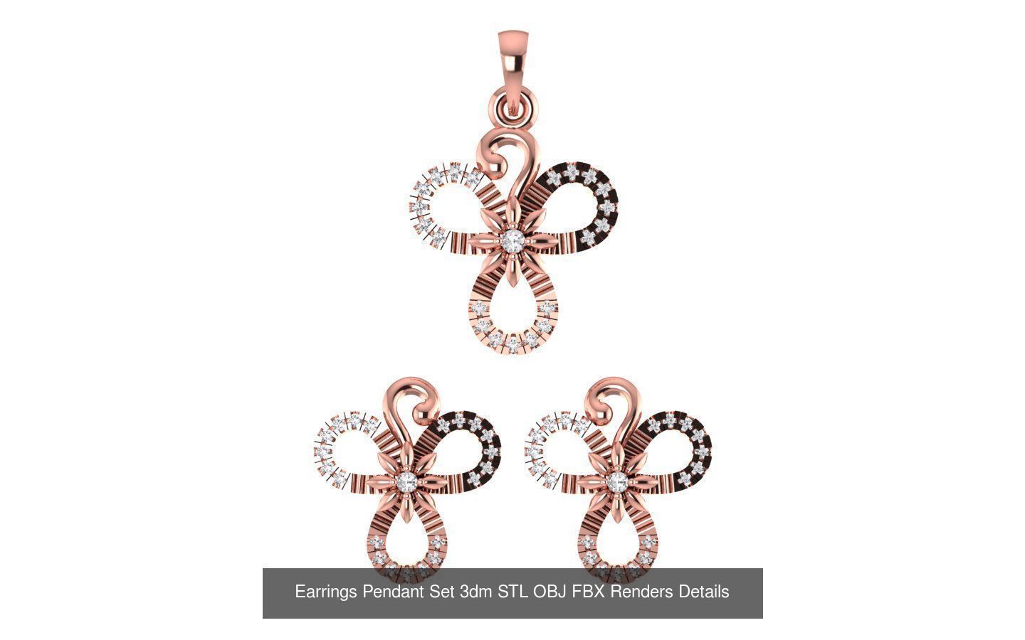 140 Earrings Pendant Set 3dm STL OBJ FBX Details Collection _134