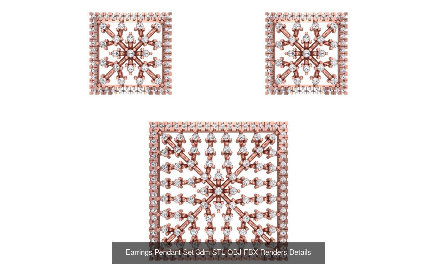 140 Earrings Pendant Set 3dm STL OBJ FBX Details Collection _13