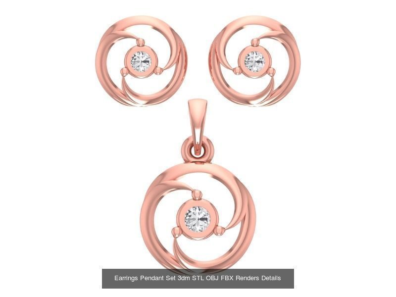 140 Earrings Pendant Set 3dm STL OBJ FBX Details Collection _71