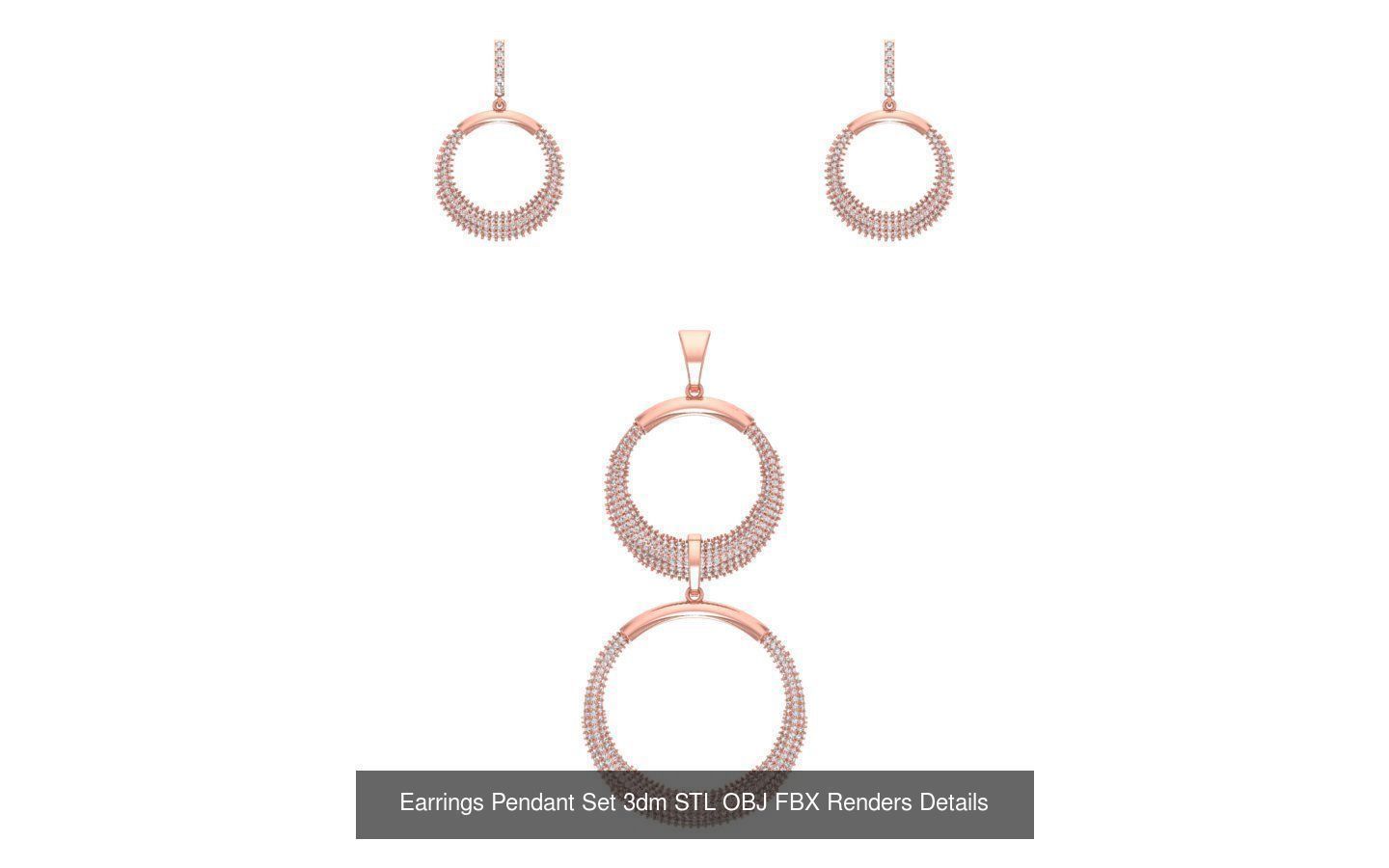 140 Earrings Pendant Set 3dm STL OBJ FBX Details Collection _38