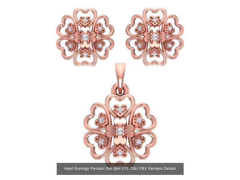 140 Earrings Pendant Set 3dm STL OBJ FBX Details Collection _53