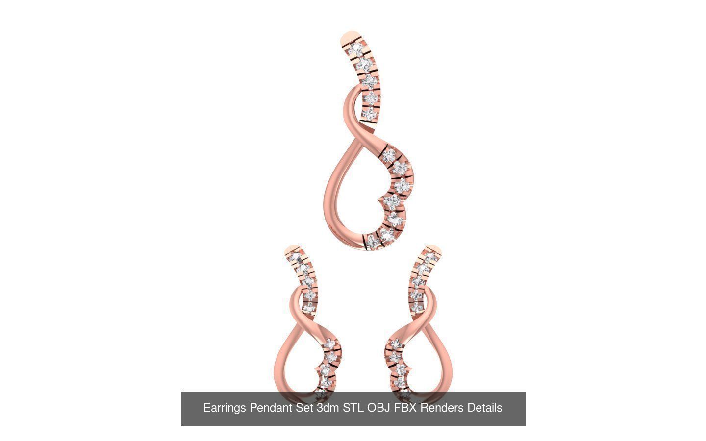 140 Earrings Pendant Set 3dm STL OBJ FBX Details Collection _96