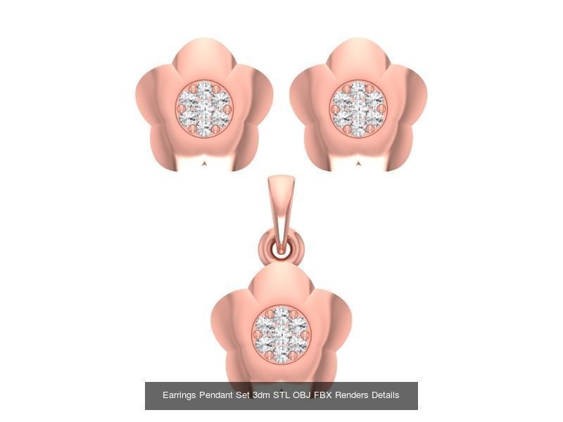 140 Earrings Pendant Set 3dm STL OBJ FBX Details Collection _74