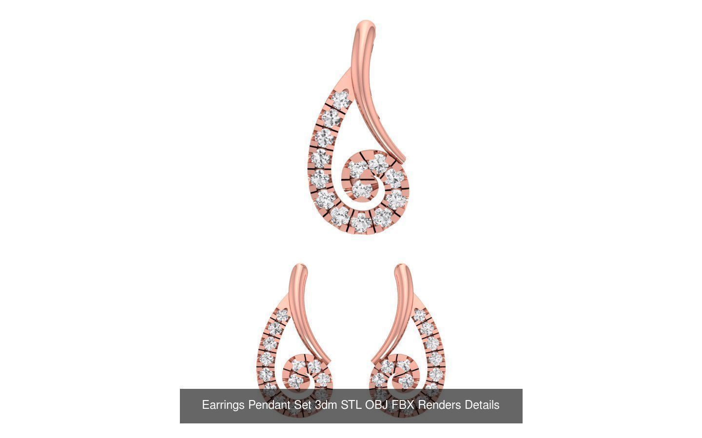 140 Earrings Pendant Set 3dm STL OBJ FBX Details Collection _103