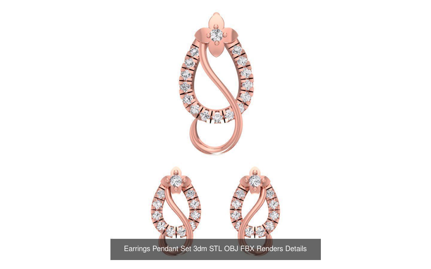 140 Earrings Pendant Set 3dm STL OBJ FBX Details Collection _93