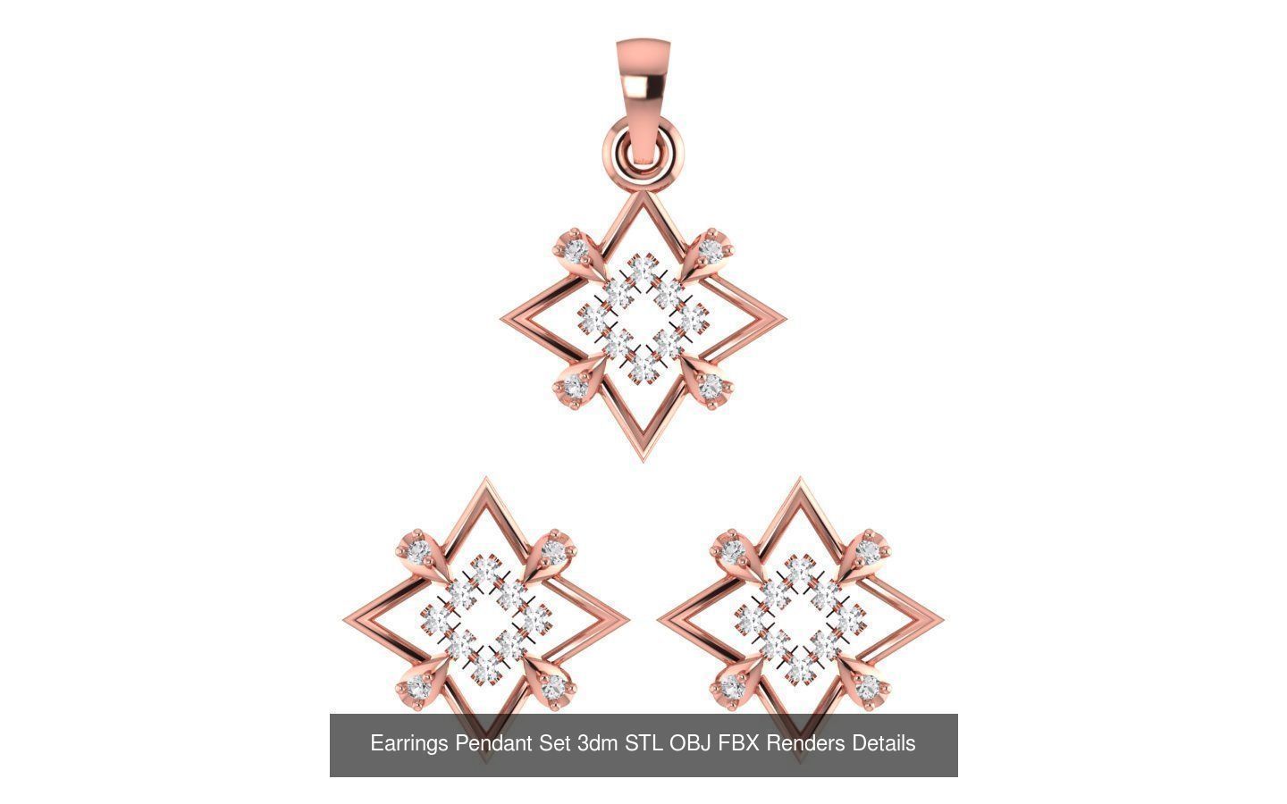 140 Earrings Pendant Set 3dm STL OBJ FBX Details Collection _137