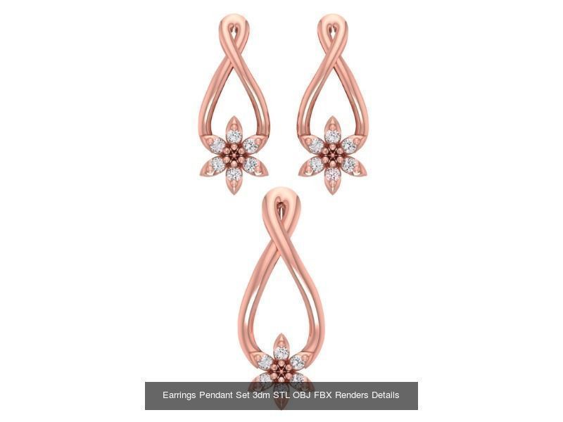 140 Earrings Pendant Set 3dm STL OBJ FBX Details Collection _68