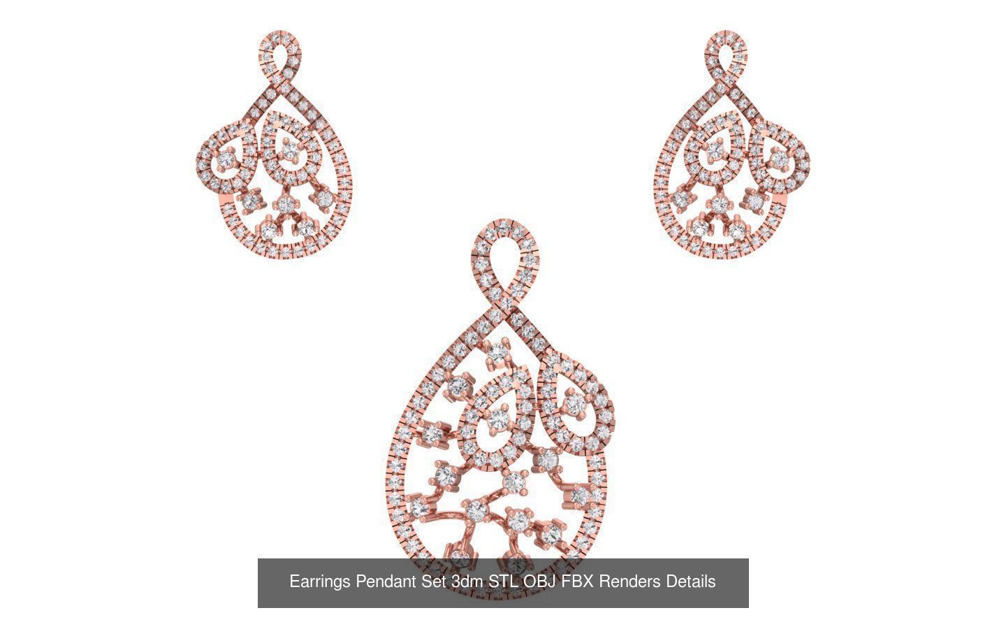 140 Earrings Pendant Set 3dm STL OBJ FBX Details Collection _41