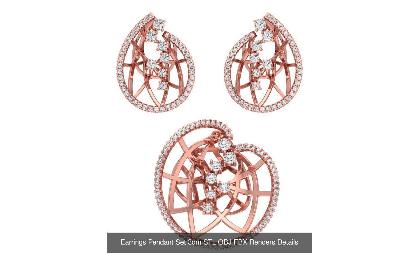 140 Earrings Pendant Set 3dm STL OBJ FBX Details Collection _28