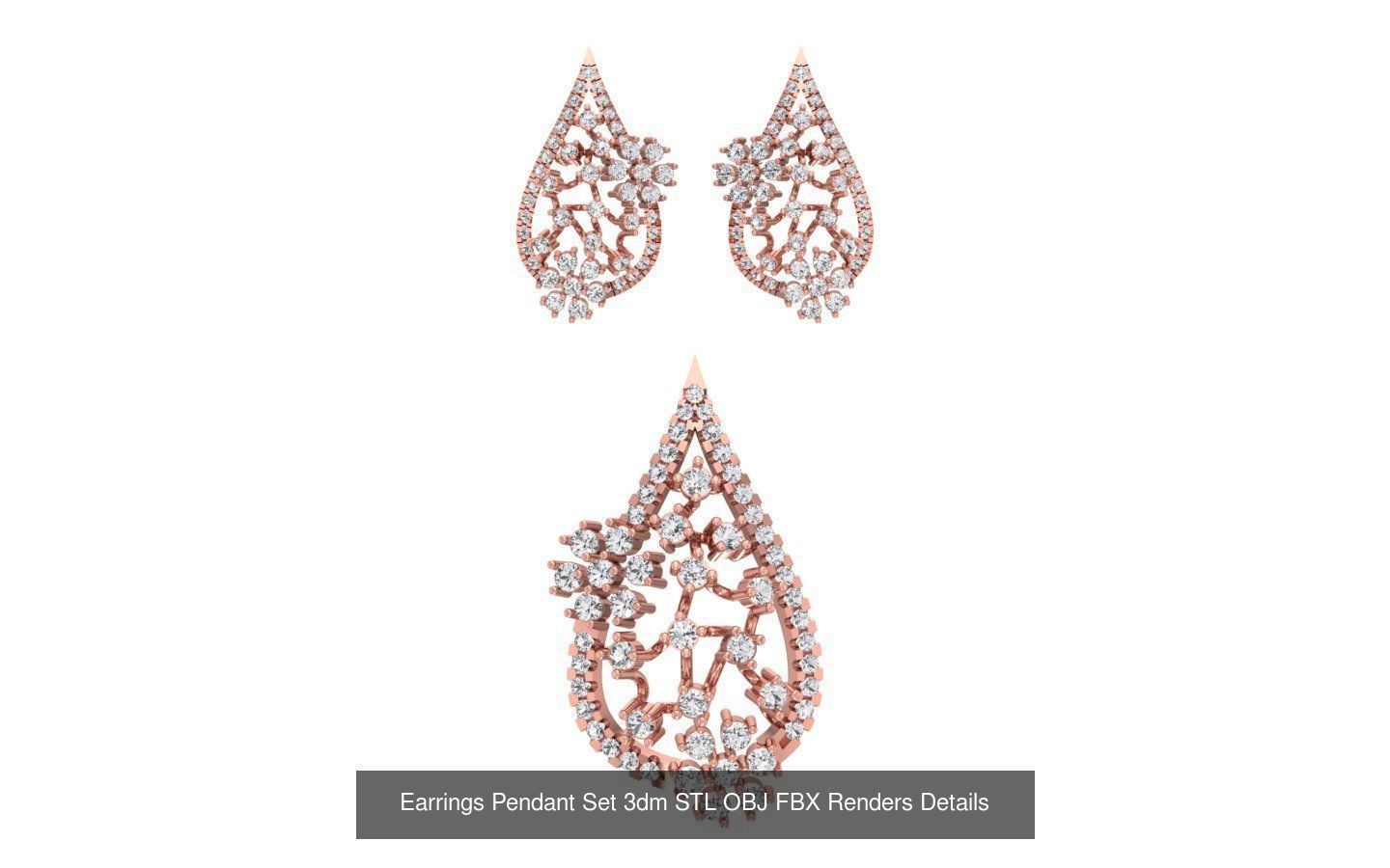 140 Earrings Pendant Set 3dm STL OBJ FBX Details Collection _33