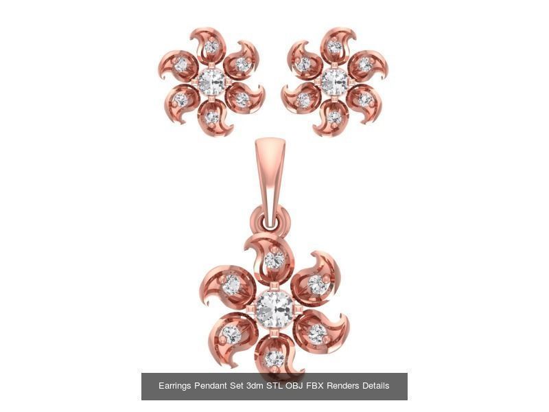 140 Earrings Pendant Set 3dm STL OBJ FBX Details Collection _82