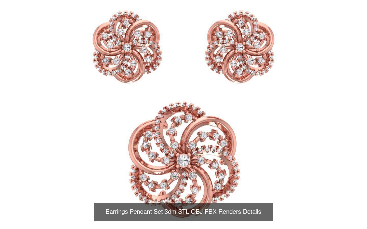 140 Earrings Pendant Set 3dm STL OBJ FBX Details Collection _20