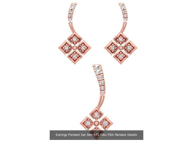 140 Earrings Pendant Set 3dm STL OBJ FBX Details Collection _79