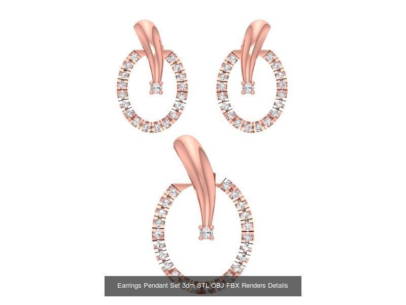 140 Earrings Pendant Set 3dm STL OBJ FBX Details Collection _56