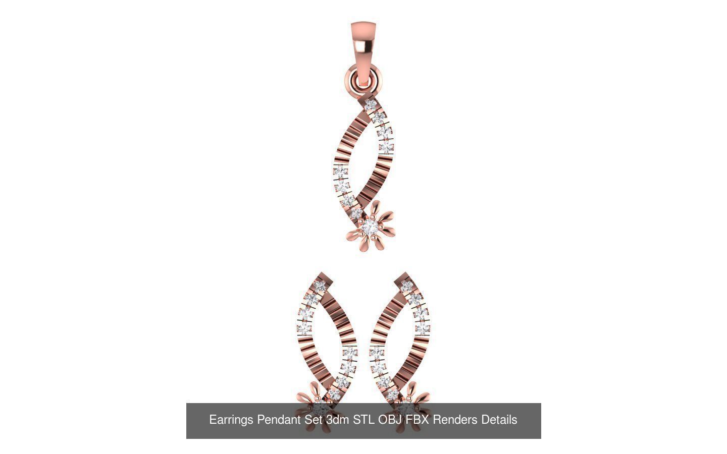 140 Earrings Pendant Set 3dm STL OBJ FBX Details Collection _135