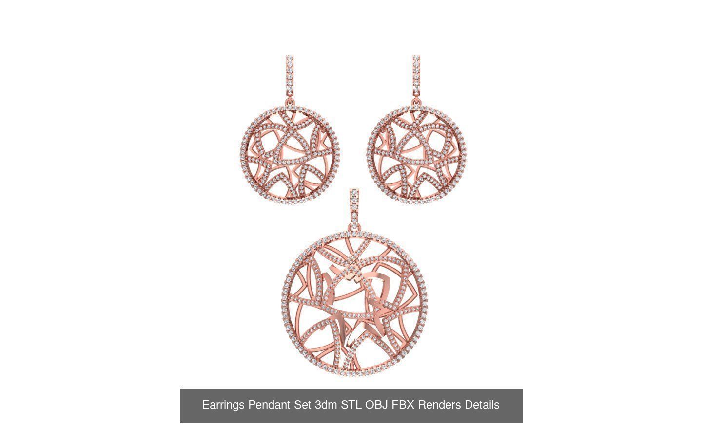 140 Earrings Pendant Set 3dm STL OBJ FBX Details Collection _31