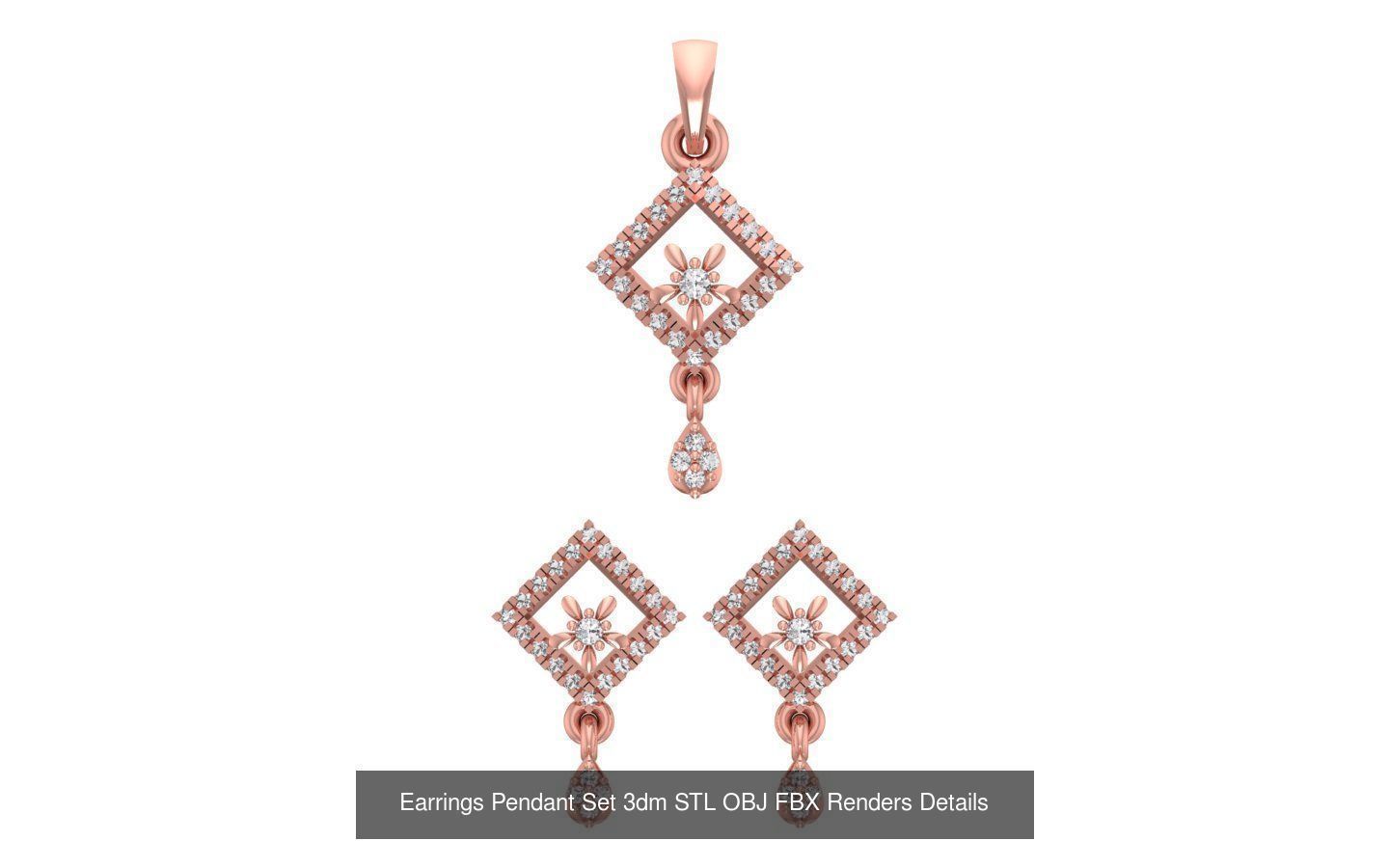 140 Earrings Pendant Set 3dm STL OBJ FBX Details Collection _145