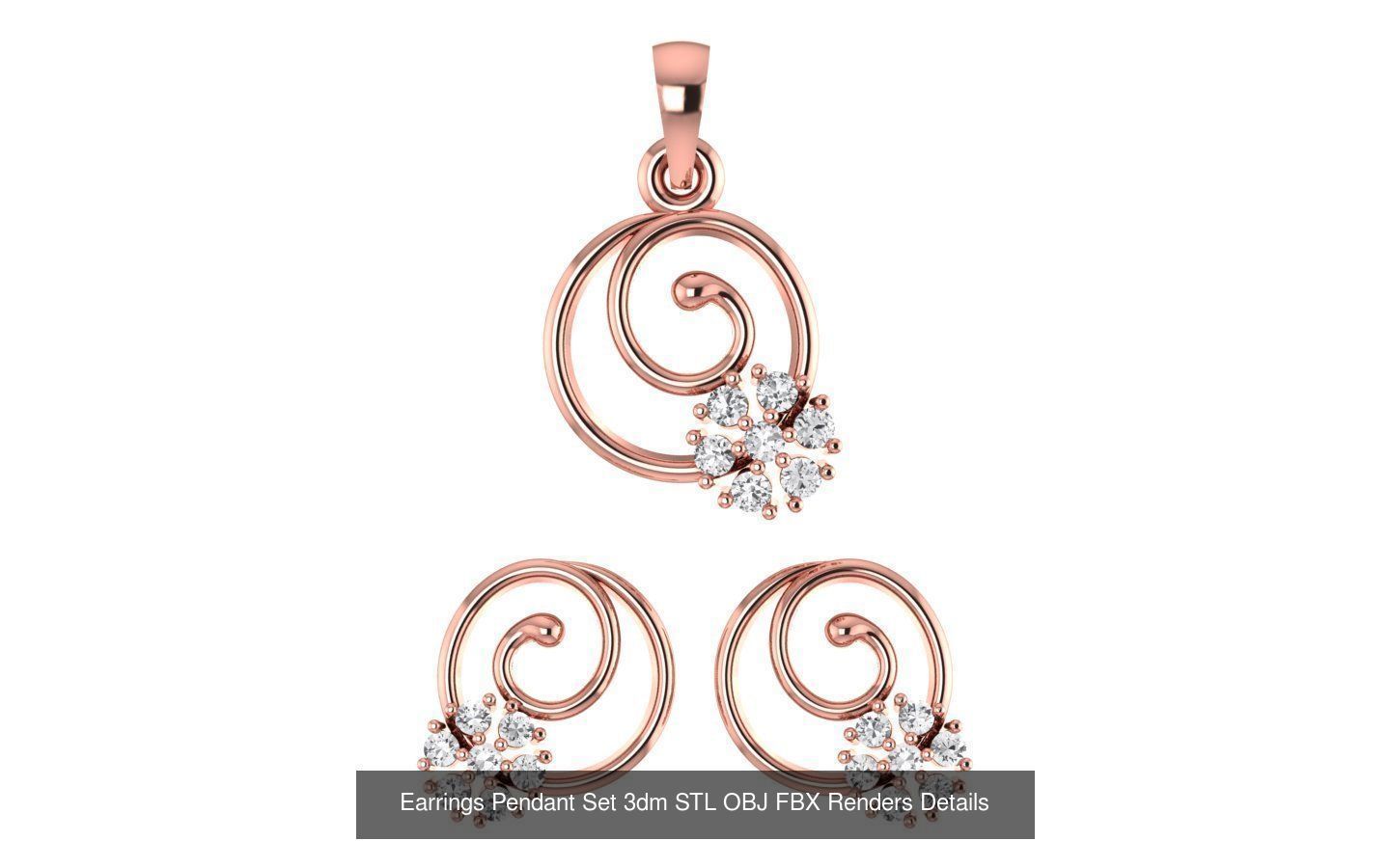 140 Earrings Pendant Set 3dm STL OBJ FBX Details Collection _140